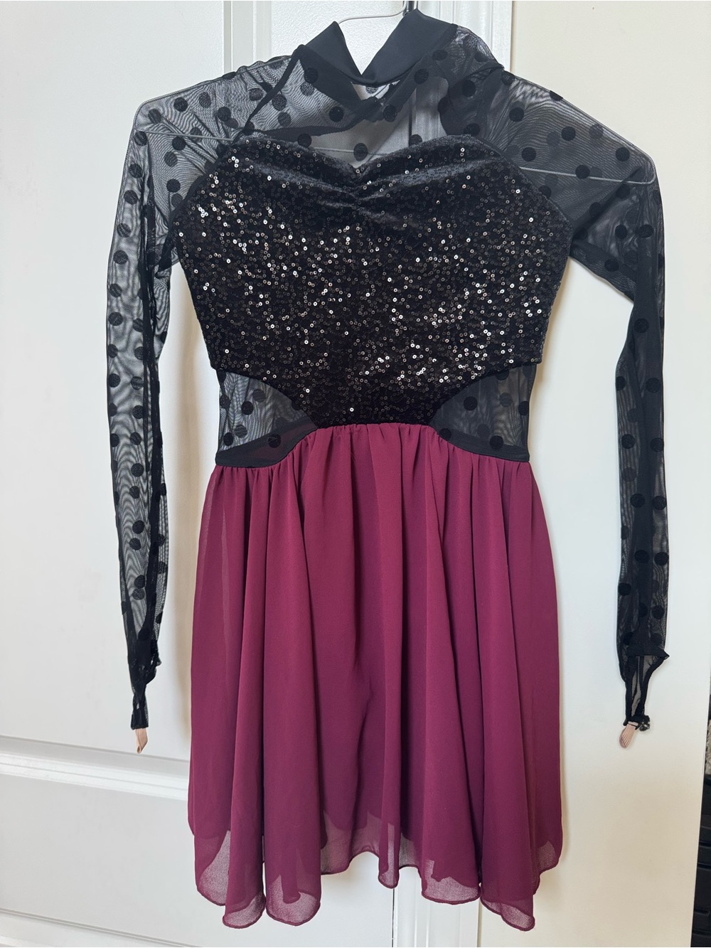 Dance Costume Lyrical Burgundy and Black size large Child